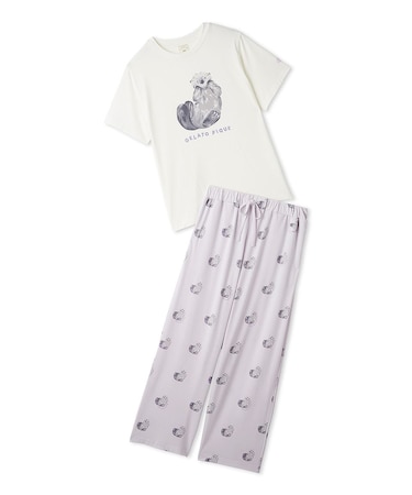 【ONLINE限定】【接触冷感】シーアニマル柄ワンポイントTシャツ&ロングパンツセット