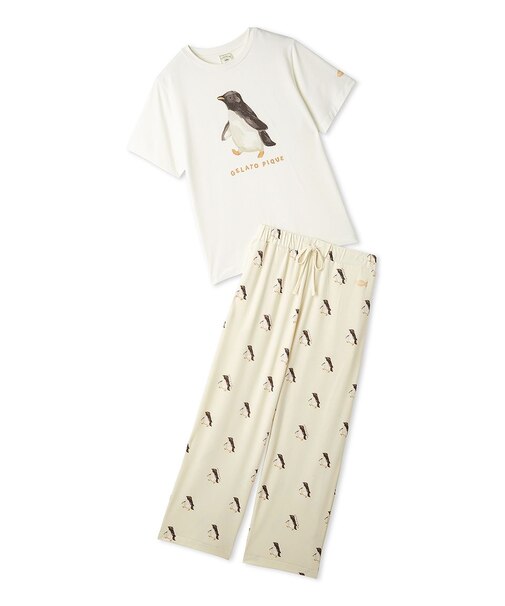 【ONLINE限定】【接触冷感】シーアニマル柄ワンポイントTシャツ&ロングパンツセット