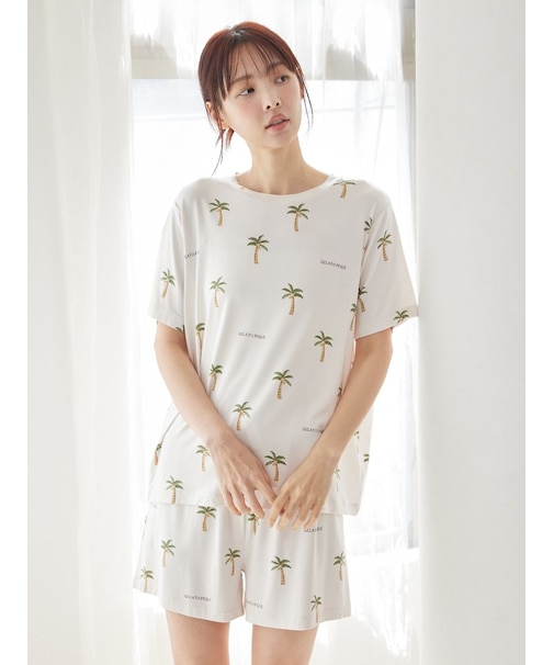 【接触冷感】サマーモチーフ4柄Tシャツ&ショートパンツセット