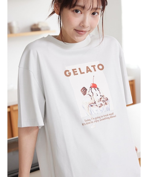 UNISEX】 【接触冷感】HIGH CALORIEワンポイントTシャツ｜ジェラート