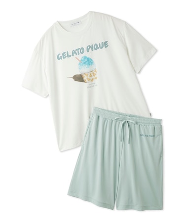 【HOMME】【MINT SORBET by HEIQ MINT】【接触冷感】夏祭りワンポイントTシャツ&ハーフパンツセット