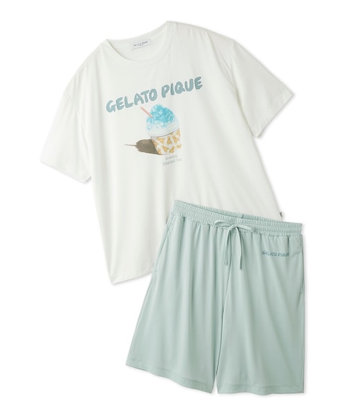 【HOMME】【MINT SORBET by HEIQ MINT】【接触冷感】夏祭りワンポイントTシャツ&ハーフパンツセット