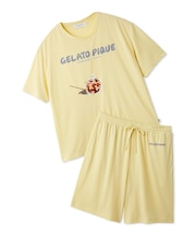 【HOMME】【MINT SORBET by HEIQ MINT】【接触冷感】夏祭りワンポイントTシャツ&ハーフパンツセット