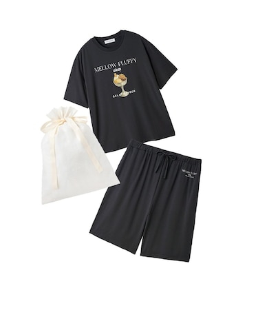 【ラッピング済み】【HOMME】【接触冷感】COOLレーヨンデザートロゴTシャツ&ハーフパンツSET