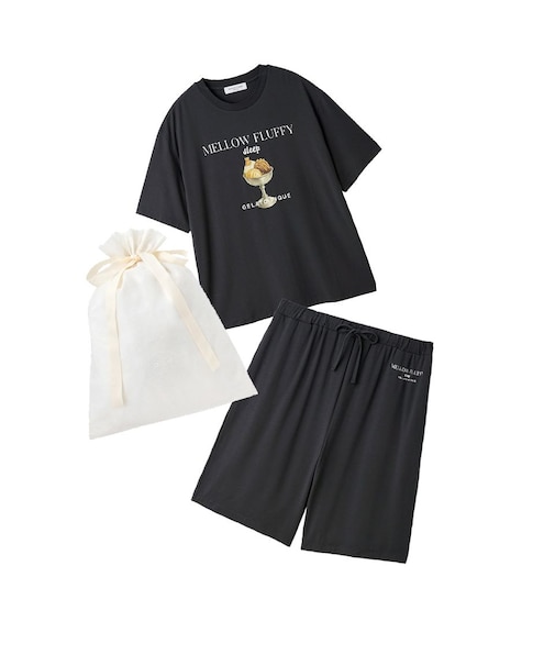 【ラッピング済み】【HOMME】【接触冷感】COOLレーヨンデザートロゴTシャツ&ハーフパンツSET