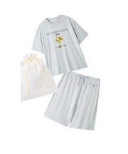 【ラッピング済み】【HOMME】【接触冷感】COOLレーヨンデザートロゴTシャツ&ハーフパンツSET