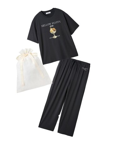 【ラッピング済み】【HOMME】【接触冷感】COOLレーヨンデザートロゴTシャツ&ロングパンツSET