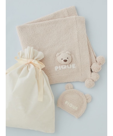 【ラッピング済み】【BABY】パウダーベアブランケット＆キャップSET
