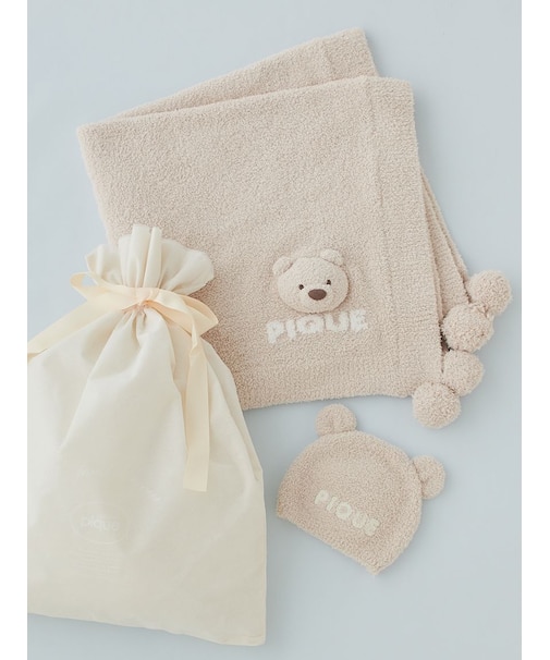 【ラッピング済み】【BABY】パウダーベアブランケット＆キャップSET
