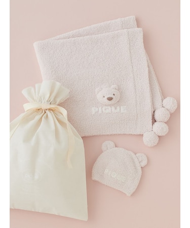【ラッピング済み】【BABY】パウダーベアブランケット＆キャップSET
