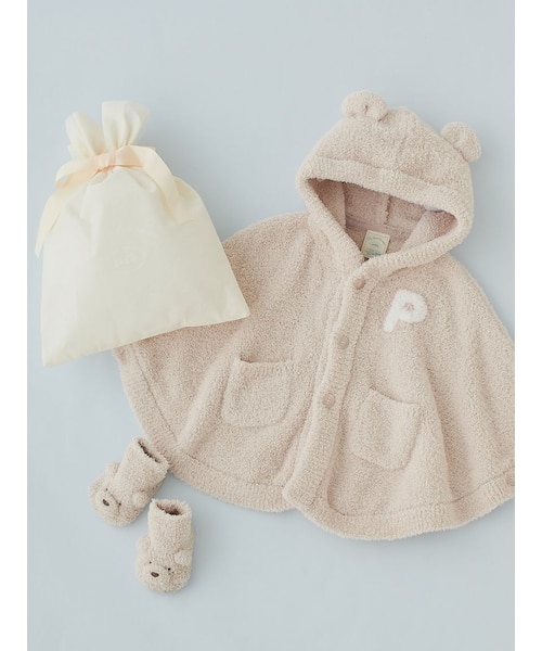 ラッピング済み】【BABY】パウダーベアポンチョ＆ソックスSET