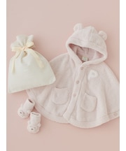 【ラッピング済み】【BABY】パウダーベアポンチョ&ソックスSET
