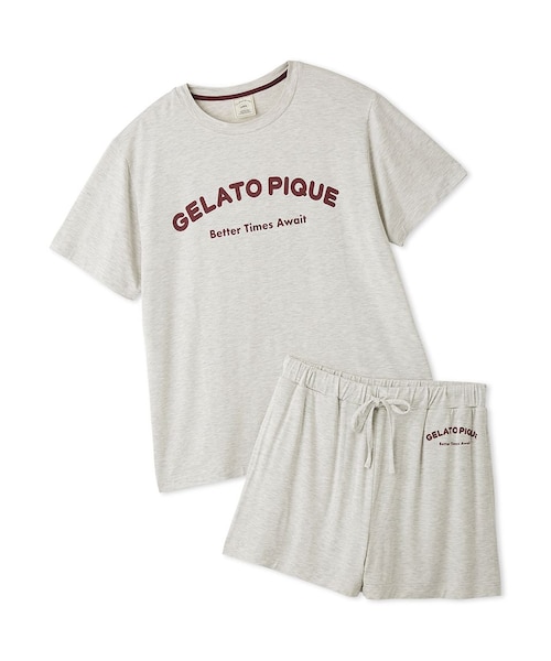 接触冷感】カジュアルレーヨンロゴTシャツ&ショートパンツセット