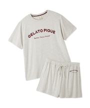 【接触冷感】カジュアルレーヨンロゴTシャツ&ショートパンツセット