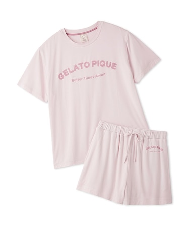 【接触冷感】カジュアルレーヨンロゴTシャツ&ショートパンツセット