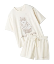 【ONLINE限定】エアリーモコバスタイムCATジャガードプルオーバー&ショートパンツセット