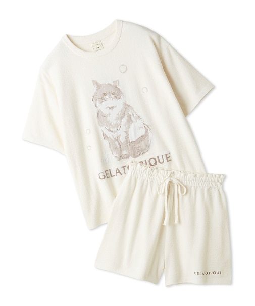 【ONLINE限定】エアリーモコバスタイムCATジャガードプルオーバー&ショートパンツセット