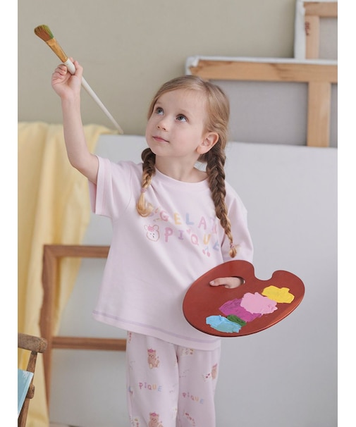 【KIDS】ドローイングベアワンポイントTシャツ