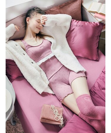 【Sleep】【美容加工】ドットプリントナイトブラ
