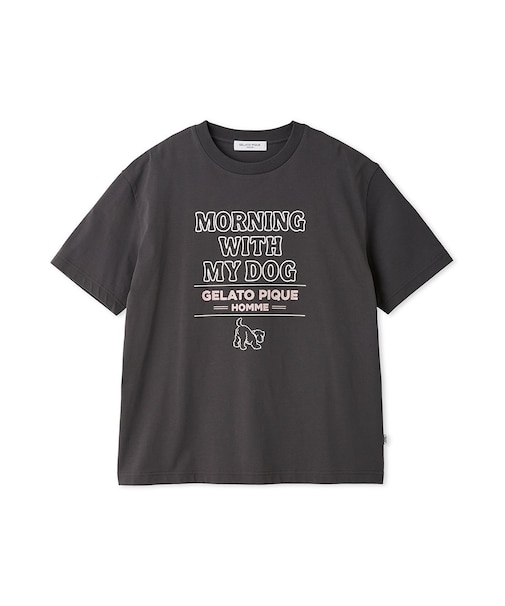 【HOMME】【接触冷感】モーニングドッグプリントTシャツ