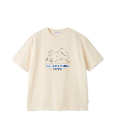 【HOMME】【接触冷感】モーニングドッグプリントTシャツ