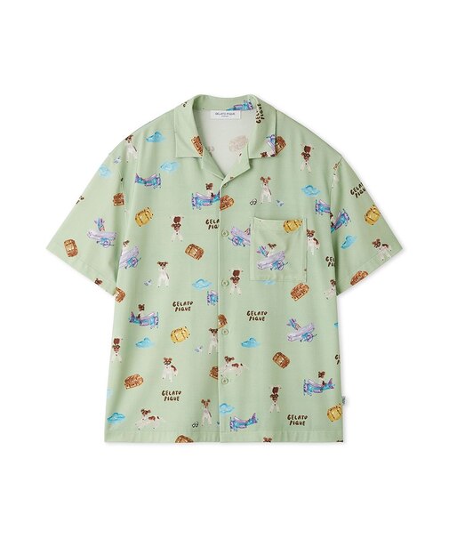 【ヒラノトシユキ】【HOMME】【接触冷感】PLANEDOG柄プリントシャツ