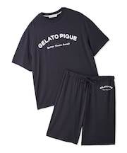 【HOMME】【接触冷感】カジュアルレーヨンロゴTシャツ&ハーフパンツセット