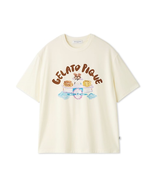 【ヒラノトシユキ】【HOMME】【接触冷感】PLANEDOGワンポイントプリントTシャツ