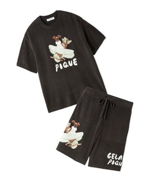 【ヒラノトシユキ】【HOMME】エアリーモコPLANEDOGジャガードプルオーバー&ハーフパンツセット