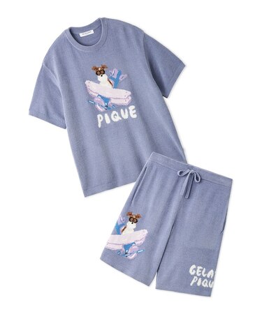 【ヒラノトシユキ】【HOMME】エアリーモコPLANEDOGジャガードプルオーバー&ハーフパンツセット