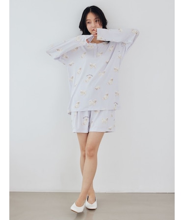 【接触冷感】【UVカット】お散歩ドッグ柄ショートパンツ