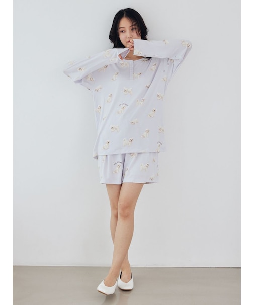 【接触冷感】【UVカット】お散歩ドッグ柄ショートパンツ
