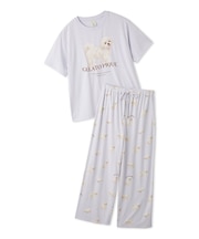 【ONLINE限定】【接触冷感】【UVカット】お散歩ドッグワンポイントTシャツ&ロングパンツセット