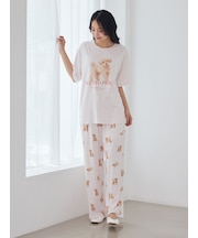 【ONLINE限定】【接触冷感】【UVカット】お散歩ドッグワンポイントTシャツ&ロングパンツセット