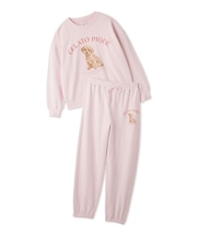 【ONLINE限定】【UVカット】お散歩ドッグワンポイント裏毛プルオーバー&ロングパンツセット