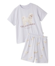 【JUNIOR】【接触冷感】【UVカット】お散歩ドッグワンポイントTシャツ&ショートパンツセット
