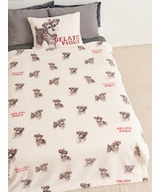 【Sleep】リボンDOG柄プリント毛布