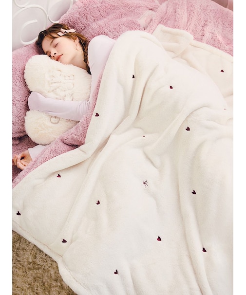 【Sleep】ハートモノグラム柄刺繍毛布