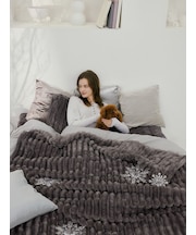 【Sleep】モコモコストライプ毛布