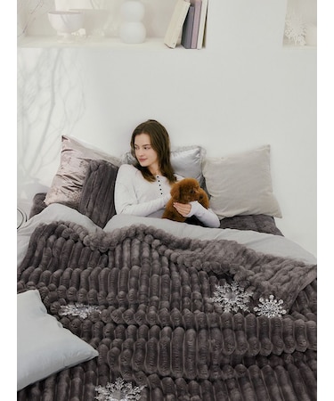【Sleep】モコモコストライプ毛布