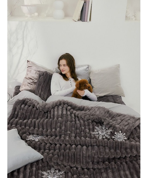 【Sleep】モコモコストライプ毛布