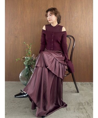 アシメティアードスカートコンビニットワンピース｜フレイアイディーの  