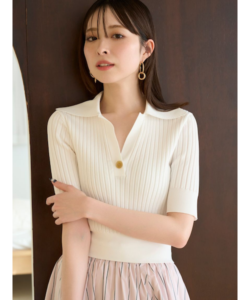【新品】FRAY I.D オープンカラーポロニット オープンカラーポロニット(ニット)｜トップス｜FRAY I.D（フレイ
