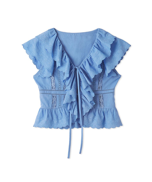 FRAY I.D コットンエンブロイダリーフリルブラウス コットンエンブロイダリーフリルブラウス｜フレイアイディーの通販