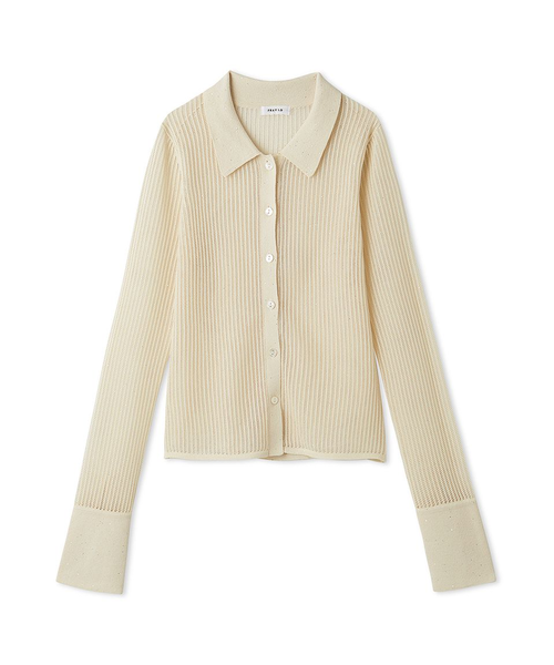 【新品】FRAY I.D ストライプメッシュポロカラーニット ストライプメッシュポロカラーニット｜フレイアイディーの通販