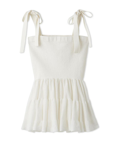 フレイアイディー　ショルダーリボンペプラムニットキャミ ショルダーリボンペプラムニットキャミ｜フレイアイディーの通販