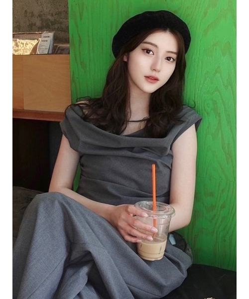 アシメドレープブラウス／ウォッシャブル・防シワ FRAY I.D