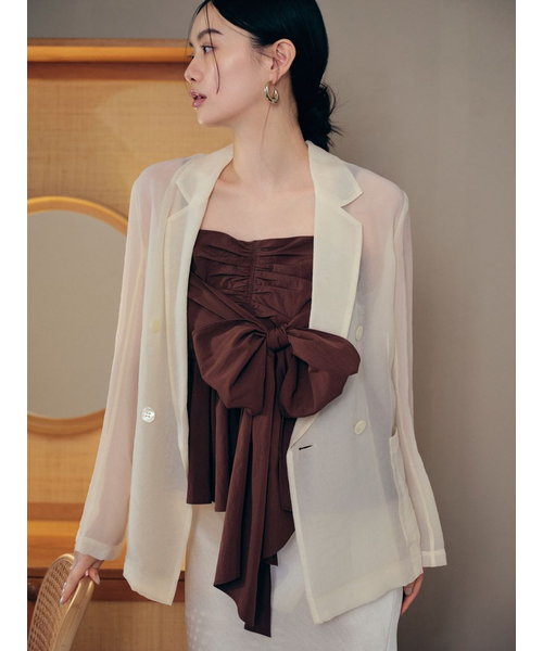 未使用　FRAY.ID セミシアージャケット　アイボリー　テーラード FRAY I.D（フレイアイディー）の「セミシアージャケット