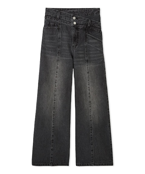 アシメダブルウエストワイドデニムパンツ｜フレイアイディーの通販