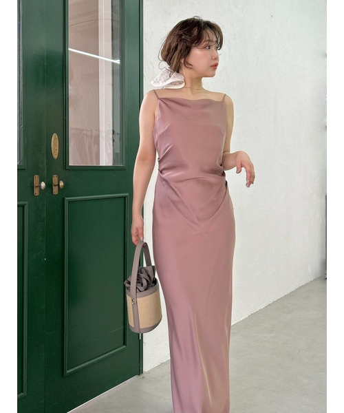 美品　FRAY.I.D ドレープサテンキャミワンピース／ウォッシャブル ピンク ドレープサテンキャミワンピース／ウォッシャブル｜フレイアイディーの